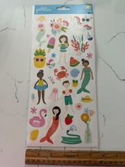 Pebbles Accent Stickers Swimming Fun ~ Floats Fruit Crabs Flowers Scrapbooking