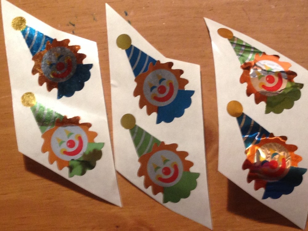 VINTAGE Stickers Shiny Happy Clown Hambly LOT of 6