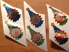 VINTAGE Stickers Shiny Happy Clown Hambly LOT of 6