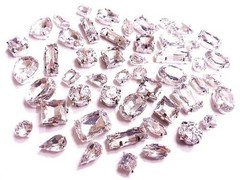 CraftbuddyUS 50pc Mixed Shape SewOn Acrylc Silver Set Crystal Diamnte Montee Gem