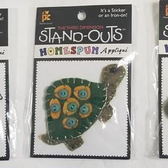 NEW Lot 7 Stand Outs Sticker Applique Iron On Animals Fish Frog Turtle Pig -C