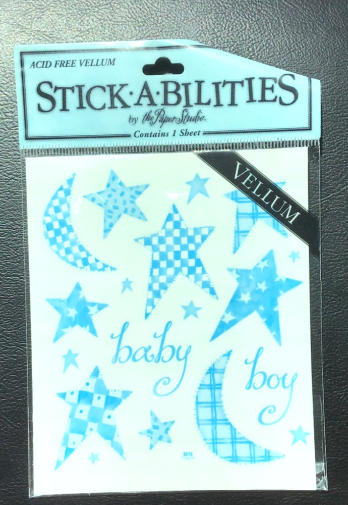 🔥 Paper Studios Stickabilities BABY BOY VELLUM STICKERS 4 X 5″ SHEET