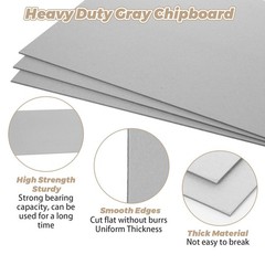 25 Pack Book Board 12×16 Inch 80PT Thick Grey Chipboard 2mm for Bookbinding, …