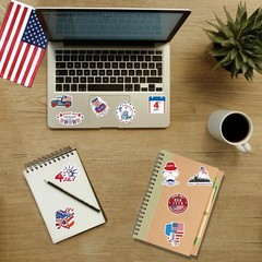 100 Pcs 4th of July Patriotic Waterproof Vinyl Stickers for Water Bottles Lap…