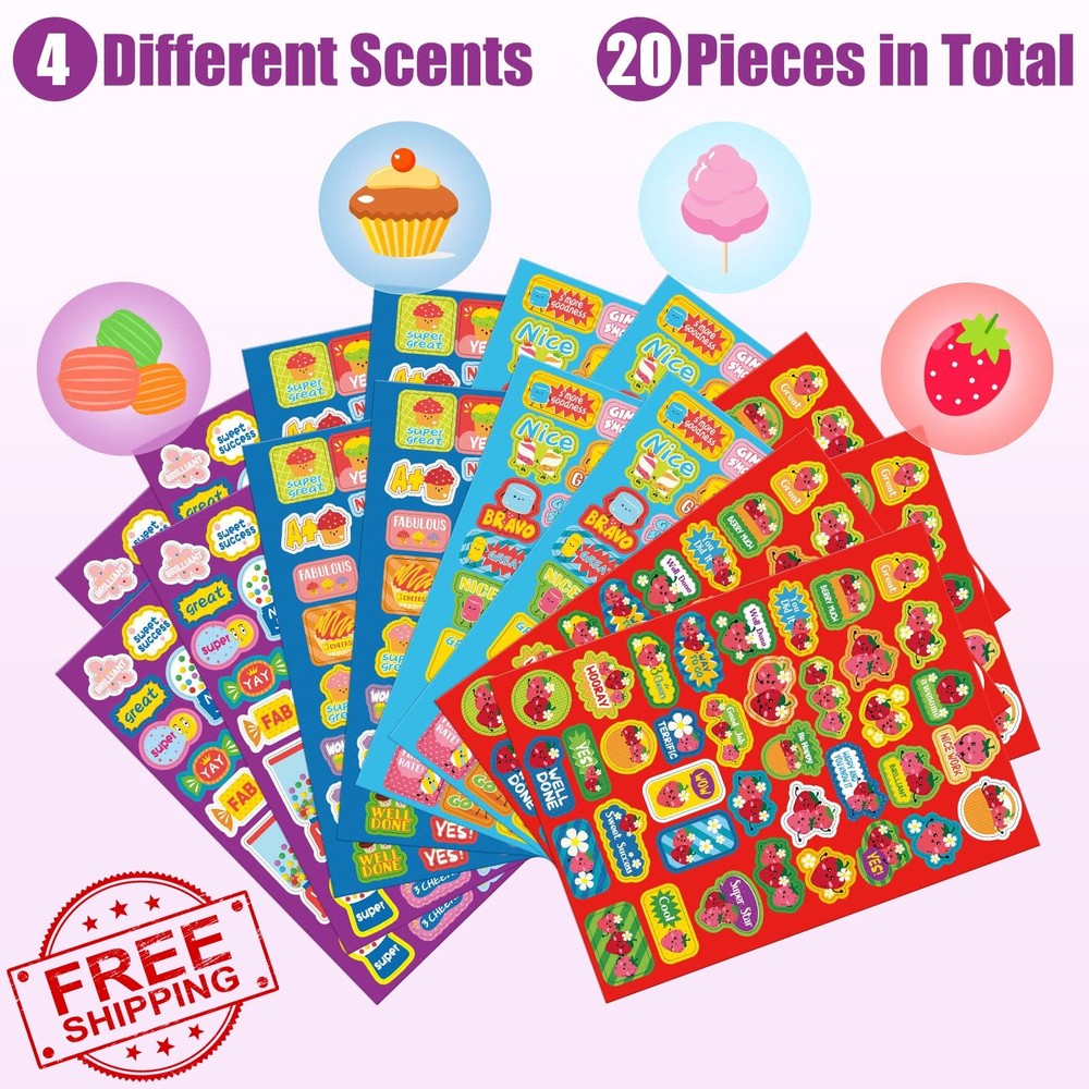 Eersida 750 Pcs Scented Smelly Reward Stickers for Kids Classroom, Motivation…