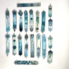 Ornate Winter Strip Stickers Blue Gray Scrapbooking Journaling Collage