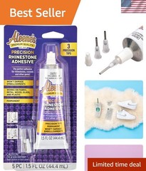 Versatile Rhinestone Glue with 3 Precision Tips for Gems & Crystals – 1.5 fl oz