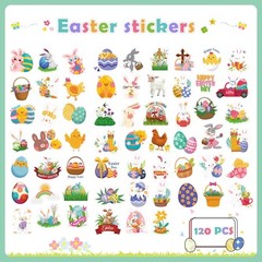 Easter Sticker Decal Set 120 Decorative Stickers for Kids Crafts and Gifts