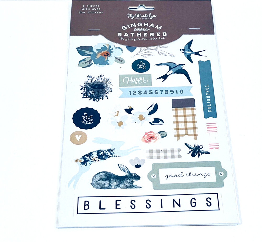 MY MIND’S EYE 11 X 6 STICKER PACK GINGHAM GATHERED 6 SHEETS
