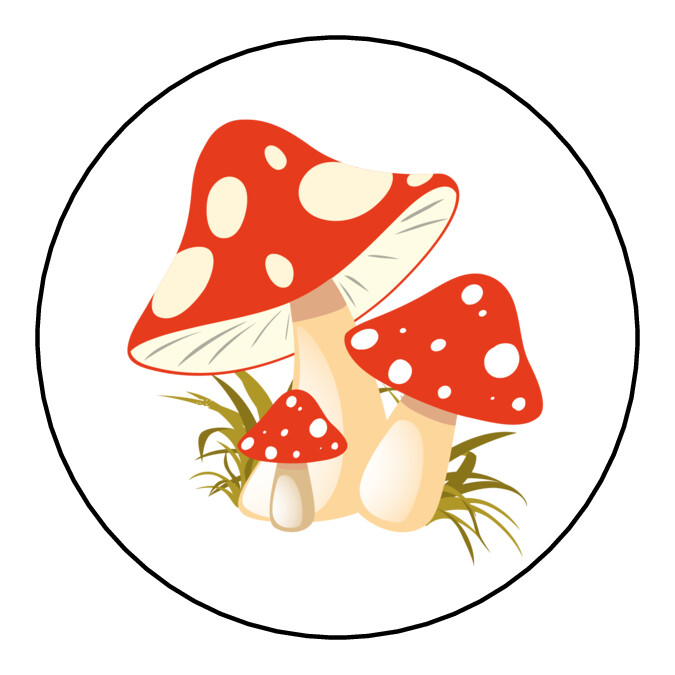 mushroom, toadstool, stickers, labels, tags, envelope seals,