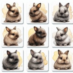 Set Bunny Rabbit Easter Tags Junk Journal Scrapbook