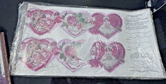 Current Victorian Style Valentine Garland Paper Die Cuts Hearts Angels 8×15