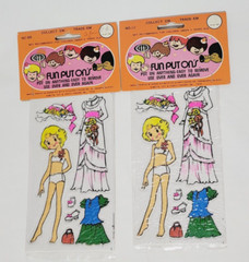 2 Vintage Stick on Doll 1970’s Bella Fun Put Ons Sealed NOS New Girl Lot Plastic