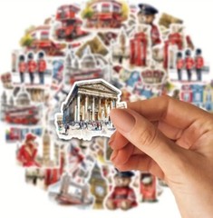 15pcs P.E.T Clear Backed London England, Great Britain Stickers- Scrapbook, DIY