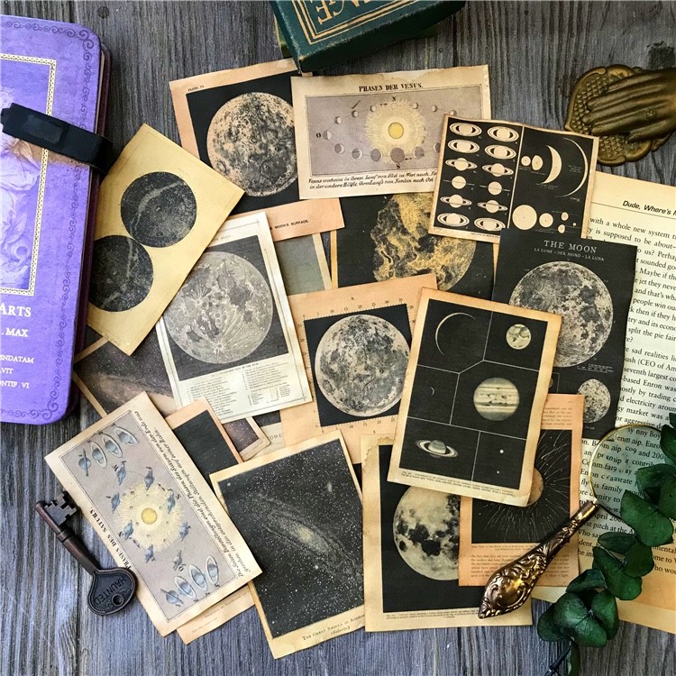 Coffee Stained moon themed ephemera pack coffee stain theme nature moon planet n