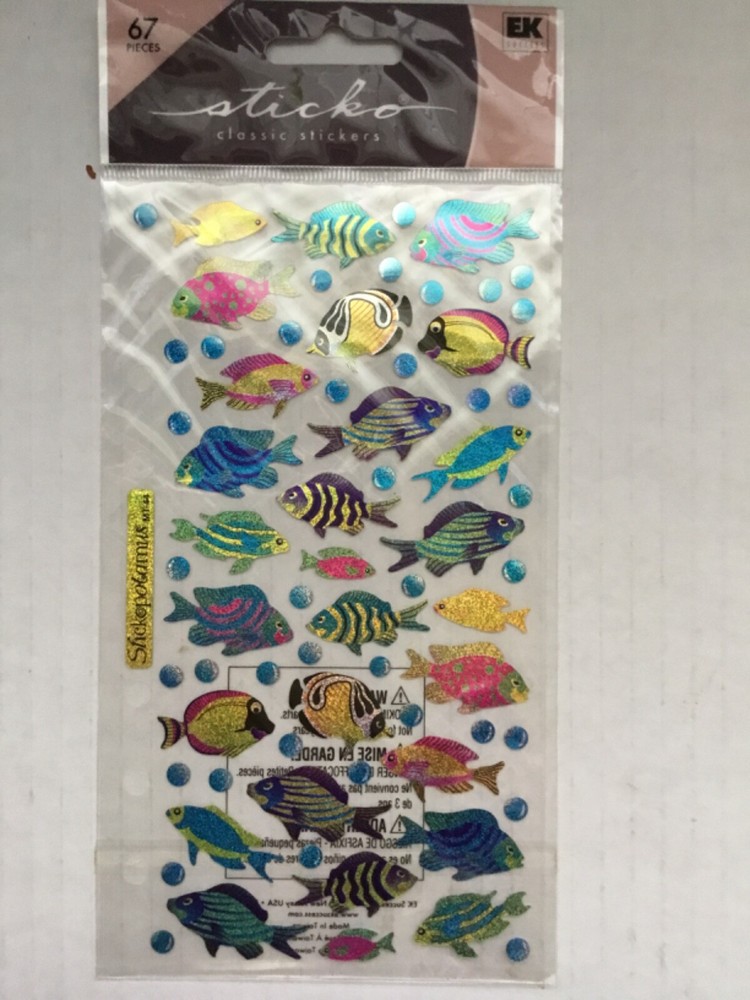 Sticko EK Success METALLIC FUNKY FISH STICKERS SCRAPBOOKING crafts tropical NEW