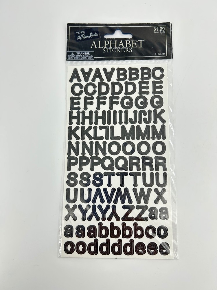 The Paper Studio Alphabet Stickers 2 Sheets Black Acid Free