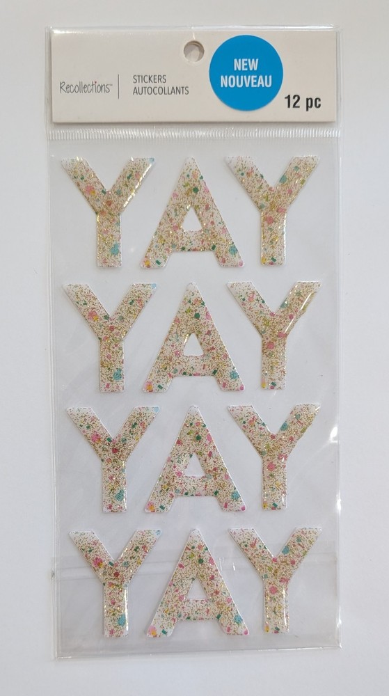 YAY Glitter Confetti Epoxy Words Scrapbooking Stickers By Recollections