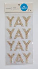 YAY Glitter Confetti Epoxy Words Scrapbooking Stickers By Recollections
