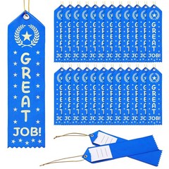 50 PCS Great Job Award Ribbons 8 x 2 Inches Achievement Bulk Event Card Rope