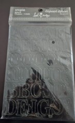 Chipboard Alphabet-Newsprint-Black-175 pieces- 4 sheets by Heidi Swapp NEW