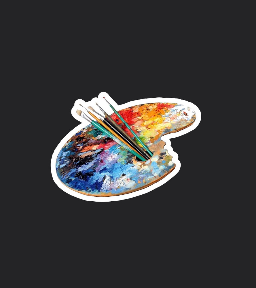 Artist Paint Palette sticker 3×2” Colourful Multicoloured