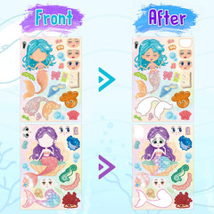 48 Sheets Glitter Mermaid Crafts Stickers for Kids Birthday Party Decorations