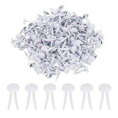 100 Pcs Paper Brass Fasteners Split Pins Pastel Mini, White, 6 x 12 mm