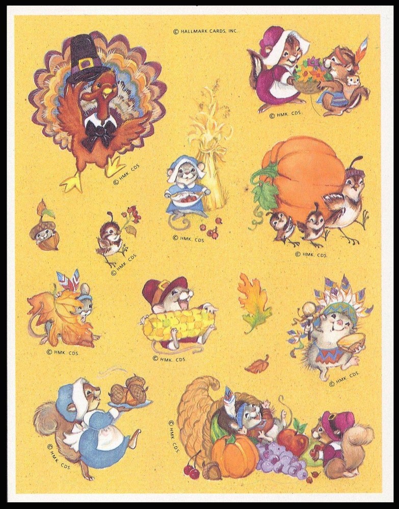 Stickers – Bird Chipmunk Squirrel Turkey – Thanksgiving CL078