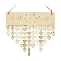 Birthday Reminder Wall Calendar Wooden Board DIY Listing Advent for Children