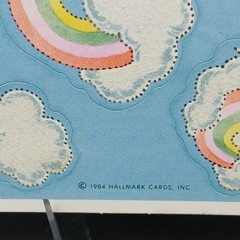 Vintage 1980s Fuzzy Flocked Stickers Rainbows & Clouds Hallmark Cards 1 Sheet