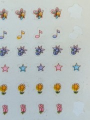Vintage 80s Hallmark Happy Nails Earrings Stickers Sun Rainbow Flower Star 1984