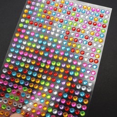 3 Sheet Mixed Color Bling Round Rhinestones Gems Self-Adhesive Sticker Flat Back