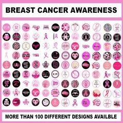 100 Precut BREAST CANCER AWARENESS Support 1 inch BOTTLE CAP CHARM TRAY IMAGES