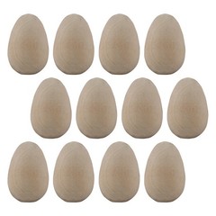 12Pcs Durable Wooden DIY Bird Egg Painting Toys Khaki Color for Craft Lovers