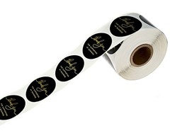 500 Black & Gold Thank You Stickers – 1.5″ Round Foil Labels for Business Gratit