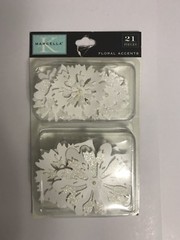 K&Company MARCELLA DIE CUTS WEDDING FLORAL ACCENTS FLOWERS 21 PCS WHITE GLITTER
