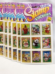 New Vintage Gold Laser Metallic Dressed Bears Stamp Stickers Sealed 12 Packages