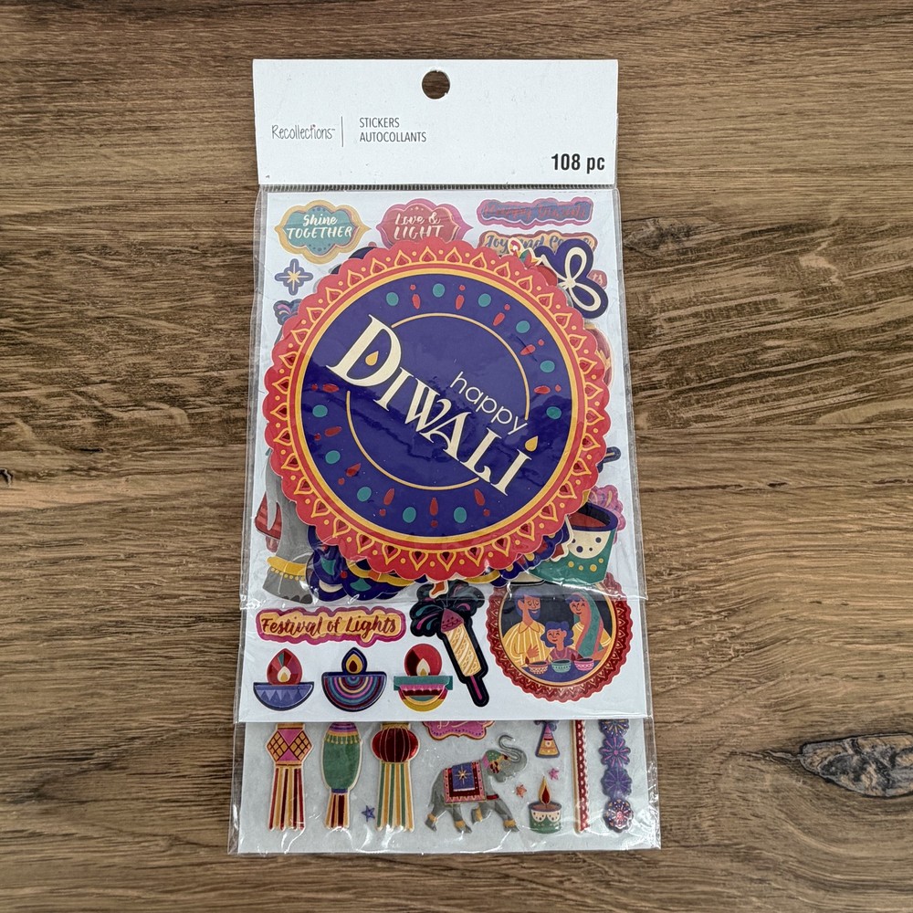 Recollections Happy Diwali Festival of Lights Scrapbook Stickers 108 pc NEW