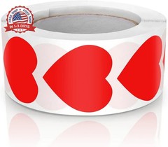 Red Heart Stickers Roll 1 Inch Valentine’s Day Love Shape Labels Waterproof Remo