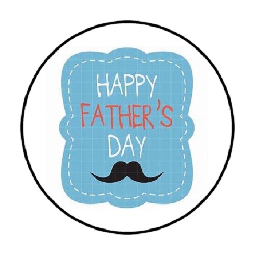 48 HAPPY FATHERS DAY MUSTACHE. ENVELOPE SEALS LABELS STICKERS 1.2″ ROUND