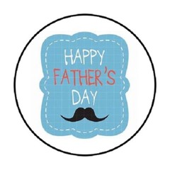 48 HAPPY FATHERS DAY MUSTACHE. ENVELOPE SEALS LABELS STICKERS 1.2″ ROUND