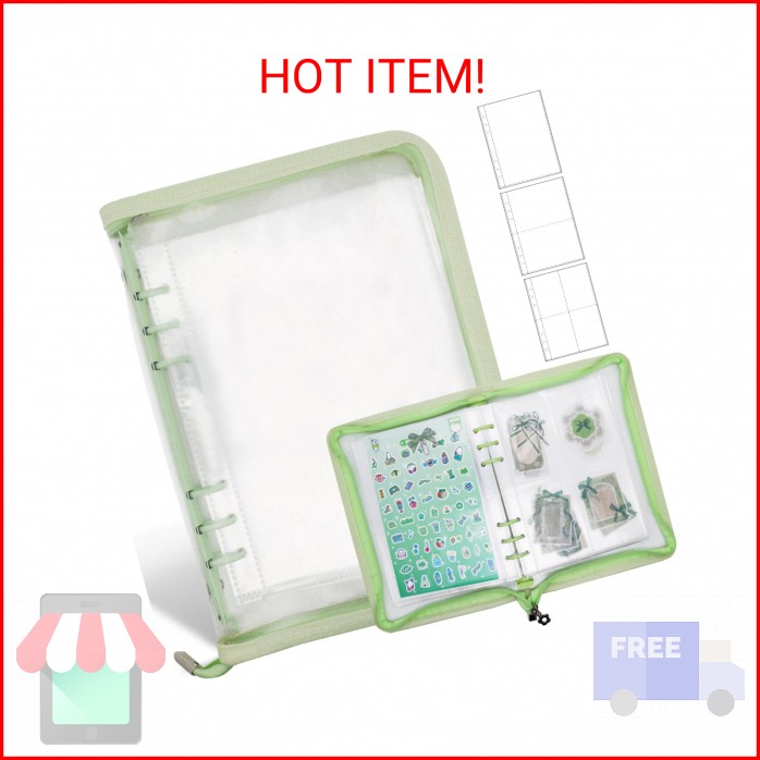 Ruatu Sticker Storage Organizer Binder A5 Sticker Book Collecting Album Reusable