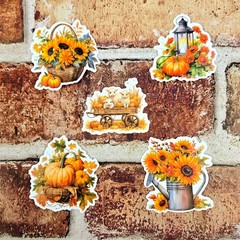 Fall Harvest Pumpkin Stickers | Rustic Autumn Cottagecore | Set of 10 Stickers