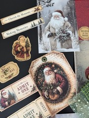 Vintage Christmas Junk Journal Kit Ephemera Bundle Santa Tags Tickets 100+ Pc