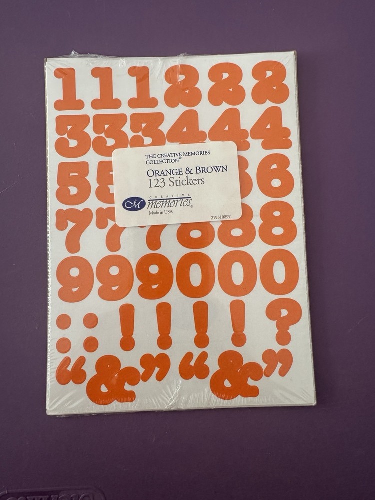 Creative Memories Number 123 Stickers Orange And Brown New Sealed