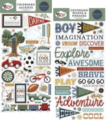 Carta Bella THAT’s MY BOY (2) 6″x13″ Chipboard COMBO Accents + Words Phrases