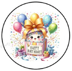 ADORABLE BIRTHDAY GIFT BOX BALLOONS ENVELOPE SEALS LABELS STICKERS PARTY FAVORS