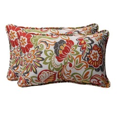 Pillow Perfect Bright Floral Indoor/Outdoor Throw Pillows, 2 Count, Lumbar – …
