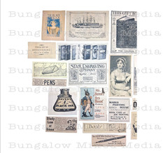 BOOKISH 24pc LOT A Ephemera Vintage Ads Paper Pack Junk Journal Collage Art